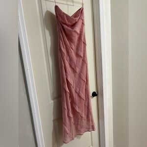 Pink Strapless Midi Dress